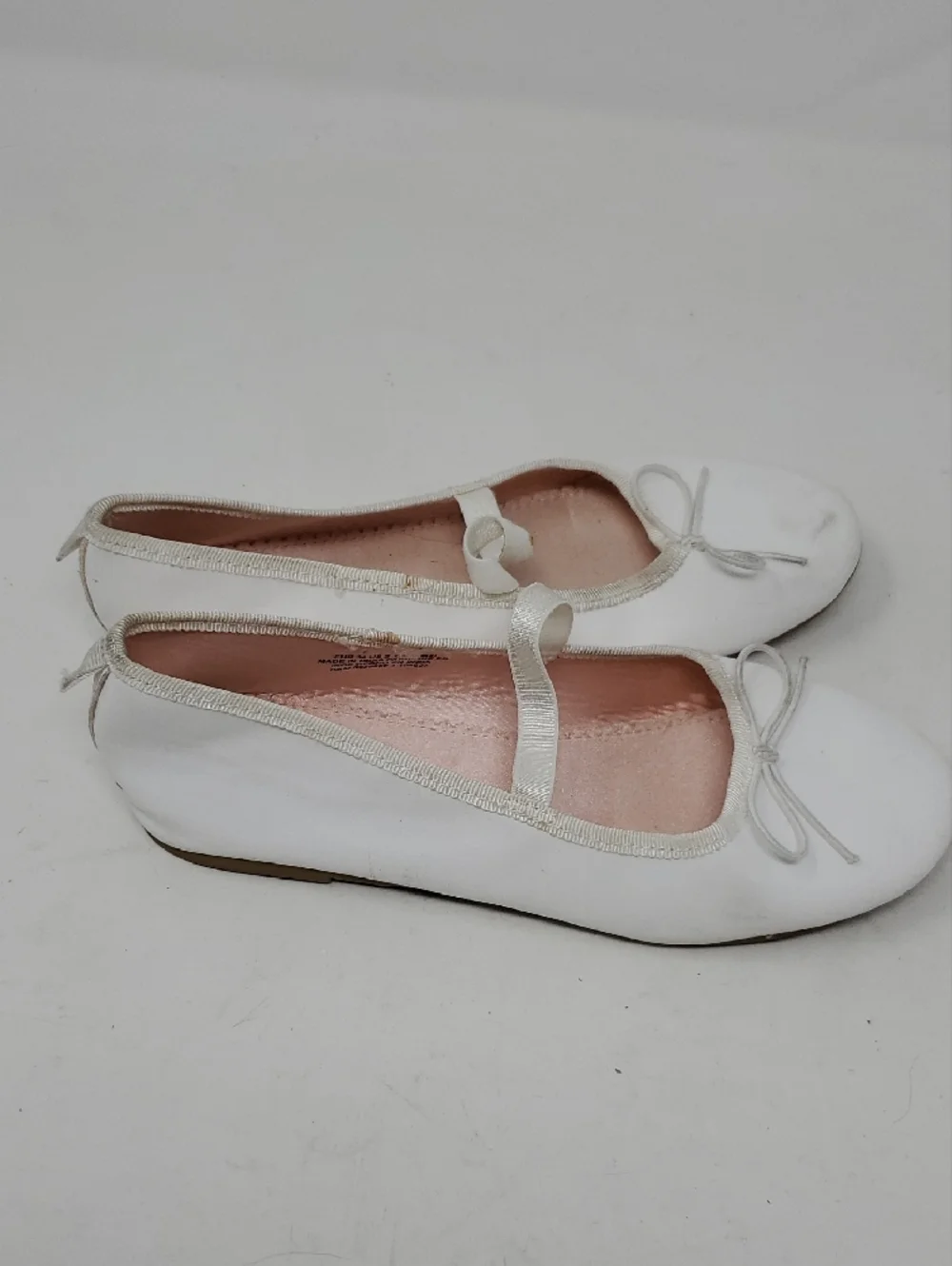 White Ballet Flats with Bow SIZE 2